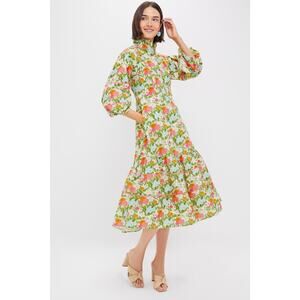 HYACINTH HOUSE Multi Green Begonia Floral Hillsborough Midi Dress Size XXS NWT